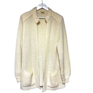 Vintage Cream Cardigan Large One Button  Closure